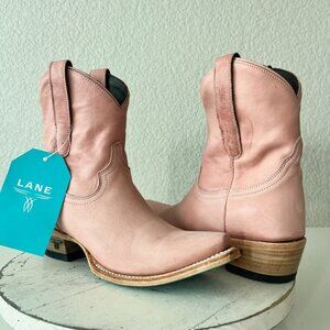 Lane EMMA JANE Womens Cowboy Bootie 5.5 Pink Leather Western Cowgirl Short Boots